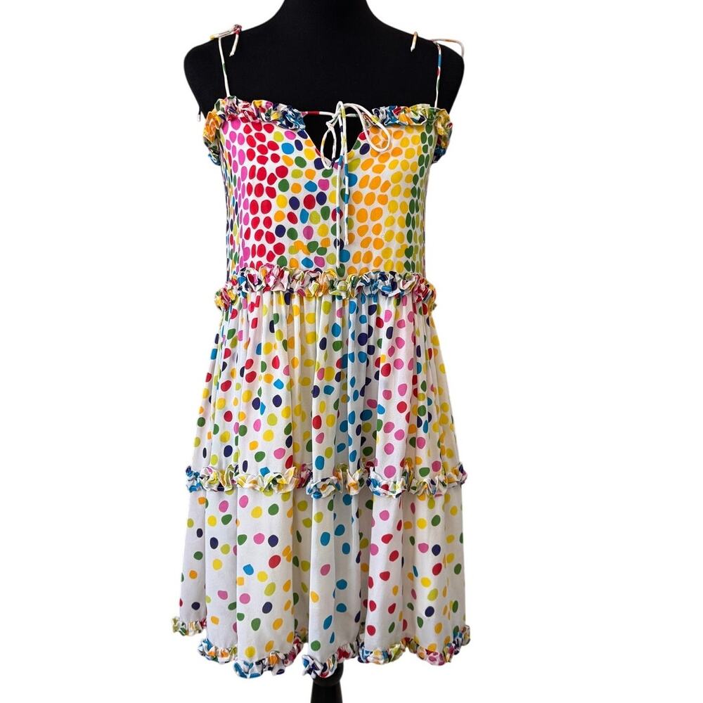 ALL THINGS MOOCHI X RTR Multicolor Polka Dot Blessica Mini Dress Size S - Picture 4 of 8